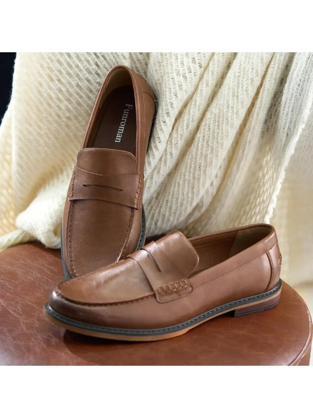 Men's Slip-On Loafers, Casual Faux Leather Business Shoes for Work & Daily Wear